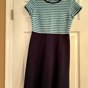 Talbots Teal and Navy Midi Dress